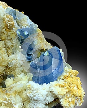 Mesmerizing Deep blue celestine celestite with calcite matrix specimen from afghanistan