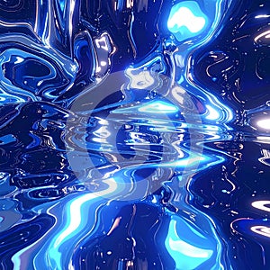 Vibrant Blue Liquid Chrome Abstract Background