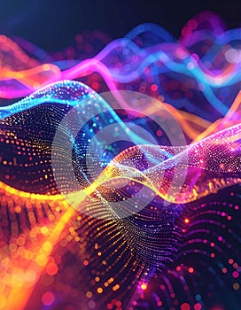 Vibrant Digital Data Waves Abstract Background