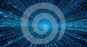 A mesmerizing digital tunnel of binary code and data streams in deep space