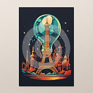 Mesmerizing Displate with Assortment of Hourglasses featuring Famous World Landmarks