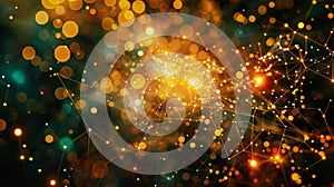 A mesmerizing display of glowing nodes representing the democratized and decentralized nature of the internet