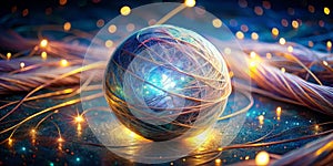 Celestial Tapestry Enfolds Glowing Orb A Visual Symphony of Cosmic and Earthly Connections photo