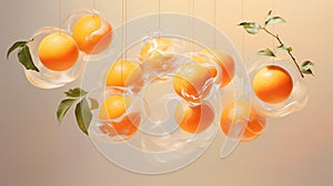 A mesmerizing display of peeled tangerines floating weightlessly in a high-tech laboratory, AI generated