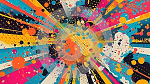 A mesmerizing display of retro colors and patterns in this Pop Art Explosion desig