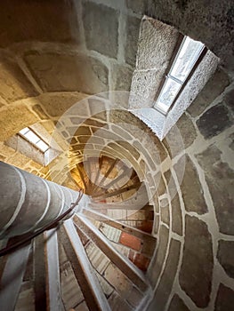 Historic Spiral Stone Staircase Perspective photo
