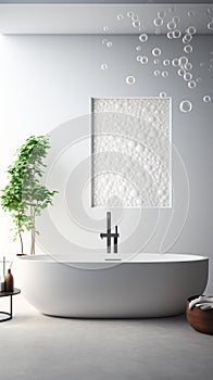 Captivating Floating Bubbles Transform a Modern White Bathroom photo