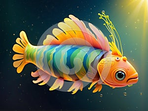 Mesmerizing Fish vibrant colors digital paiting AI generated