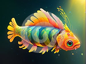 Mesmerizing Fish vibrant colors digital paiting AI generated