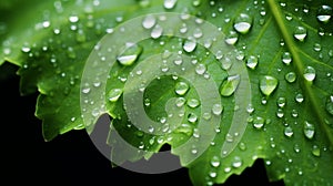 Mesmerizing hyper zoom of a dew covered leaf