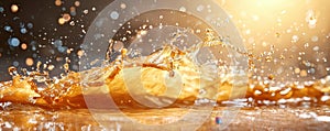 a mesmerizing image captures the moment a rich brown liquid wave crashes against a solid surface