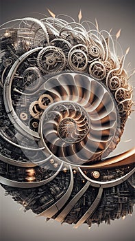 The nautilus shell is a marvel of design, painstakingly crafted from a complex array of gears