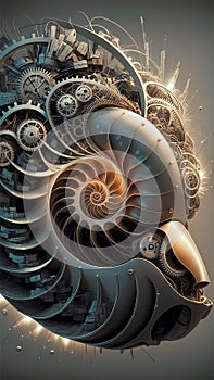 The nautilus shell is a marvel of design, painstakingly crafted from a complex array of gears