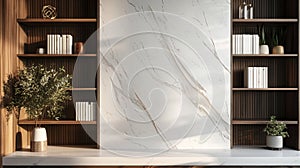 Mesmerizing in its simplicity the white marble background exudes a sense of quiet sophistication enhanced by the deep