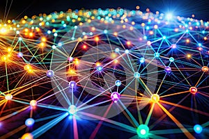 A mesmerizing long exposure visualization of a glowing network showcasing the intricate connectivity of modern data