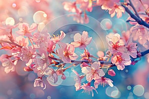 A Mesmerizing Macro View of Japanese Cherry Blossoms, Overflowing with Colors, Depth, and the Allure of Spring