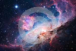 Space nebula against stars