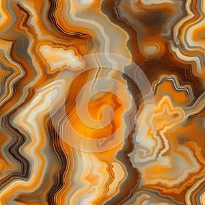 Mesmerizing orange and brown marble pattern with swirling waves