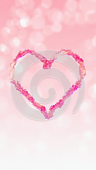 A Mesmerizing Pink Liquid Heart Swirling on a Pink Background with Bokeh, Evoking a Captivating Sense of Romanticism