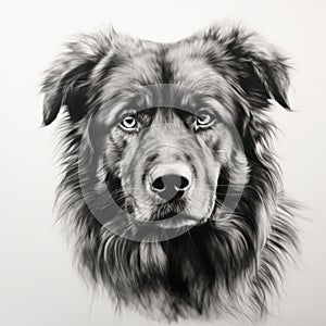 Black And White Dog Drawing In The Style Of Anna Dittmann photo