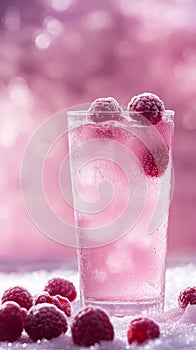 Mesmerizing Raspberry Lemonade Advertising Scene with Shallow Depth of Field photo