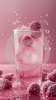 Mesmerizing Raspberry Lemonade Advertising Scene with Shallow Depth of Field photo