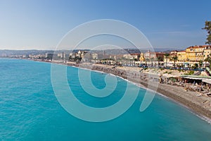 Mesmerizing scene of a beach of Nice, France on a sunny day