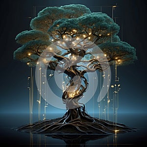 A mesmerizing scifi tech-savvy binary tree entity. AI generated