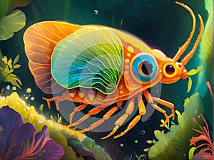 Mesmerizing sea animal vibrant colors digital paiting AI generated