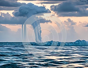 The mesmerizing spiral pattern of a waterspout forming over a body of water