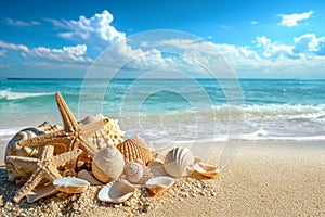Mesmerizing Starfish & Seashells Adorn Beach