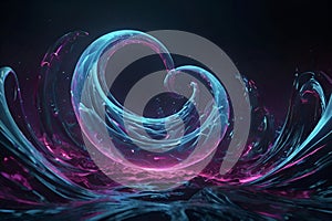 Surreal neon soundwave with abstract fluid energy motion. photo
