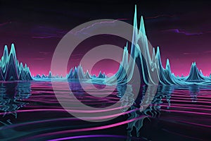 Surreal neon soundwave with abstract fluid energy motion. photo