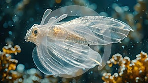 Mesmerizing Underwater World: A Transparent Pinnate Blenny photo