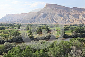 Mesmerizing view across a valley with Colorado River to Mount Garfield