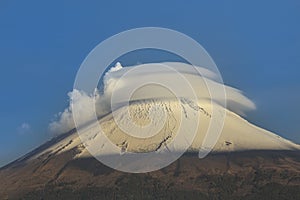 A mesmerizing view of an active Popocatepetl volcano in Mexico