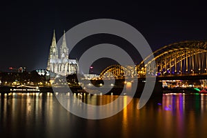 Mesmerizing view of the Hohenzollern Bridge over the Rhine River and Cologne Cathedral in Germany