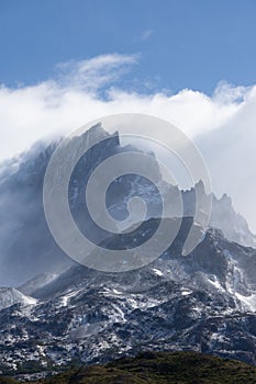 Mesmerizing view of the mountains in the Torres del Paine National Park in Patagonia region, Chile