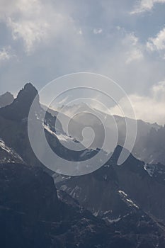 Mesmerizing view of the mountains in the Torres del Paine National Park in Patagonia region, Chile