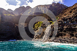 Mesmerizing view of Na Pali coast cliffs on Kauai island, Hawaii