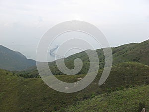 Mesmerizing view from Ngong Ping cableway, Lantau island, Hong Kong