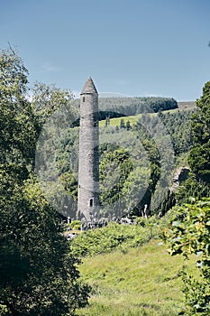 Mesmerizing view of the top hill of Glendalough Monastic Site Derrybawn