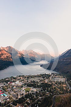 Mesmerizing view of Waterton Lake and townsite from the Bear's Hump lookout in Canada