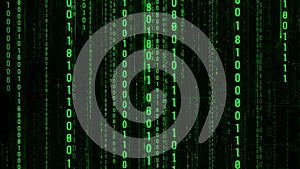 Digital Matrix Code Rain - Green Binary Data Stream