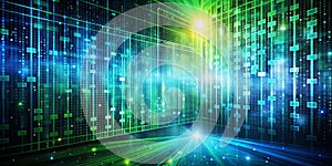 A mesmerizing visual representation of a dynamic digital data stream Binary code flows in a hypnotic blue and