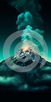 Art Hd Wallpaper: Volcano Rising Above The Clouds photo