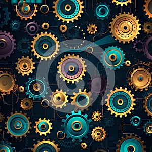 Mesmerizing Wallpaper of Interconnected Gears, Cogs, and Chains