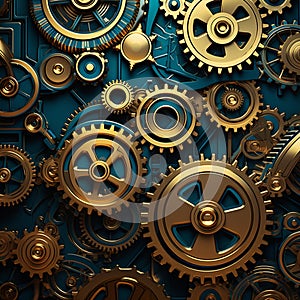 Mesmerizing Wallpaper of Interconnected Gears, Cogs, and Chains