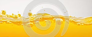 The mesmerizing wave of golden liquid with bubbles and splashes..AI generated image