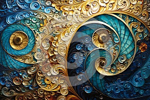 Mesmerizing Waves: A Golden Spiral of Oceanic Splendor and Uniqu